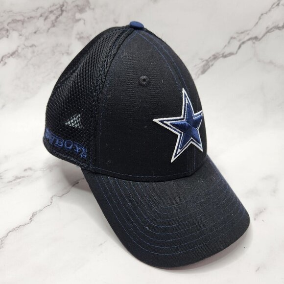 New Era Dallas Cowboys 39Thirty Black Fitted Baseball Hat Cap *With Sticker* M-L - Picture 2 of 9